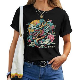 Dragón Japonés Floresintage Fantasía Arte Es Niños Hombres Manga Larga Camiseta de mujer - Regaloses