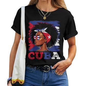 Drapeau Cubain Fille Cubaine Fière Afro Cubaine T-shirt femme - Cadeauxyz