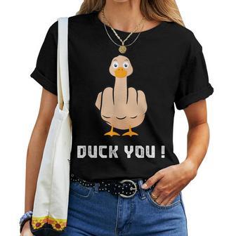 Duck You Duck Lover ひっくり返す鳥 クワック ダッキー 皮肉 レディースTシャツ - Kawaiitshirt