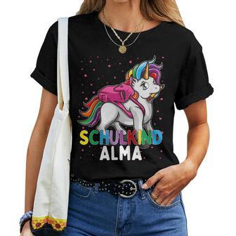 Enfant Licorne Alma Pour Enfant D'écolier Prénom Fille T-shirt femme - Cadeauxyz
