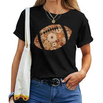 Football Fall Autumn Season Floral Blooms Aesthetic Women T-shirt | Seseable UK
