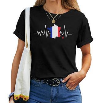 France Battement De Coeur Drapeau Français Carte T-shirt femme - Cadeauxyz