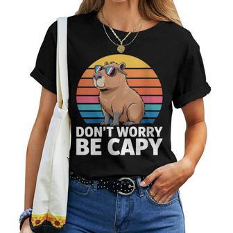 Don't Worry Be Capybara Capybara Hombres Niños Niños Jóvenes Es Cuello Camiseta de mujer - Regaloses
