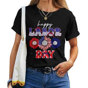 Happy Labor Day American Flag Patriotic Sunflower Women Women T-shirt | Seseable UK