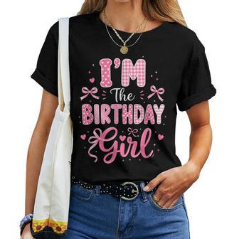 I'm The Birthday Girl Matching Pink Coquette Bow Birthday Women T-shirt | Seseable UK