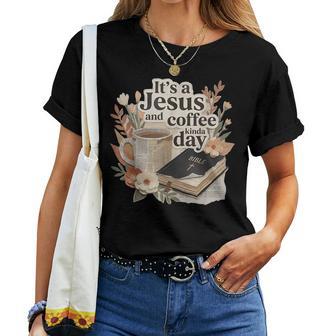 Jesus And Coffee Kinda Day Christian Bible Verse Retro Women T-shirt | Seseable UK