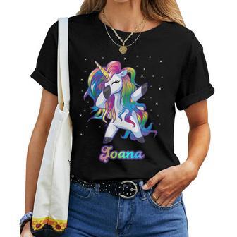 Joana Nombre Personalizado Personalizado Rainbow Unicorn Dabbing Camiseta de mujer - Regaloses