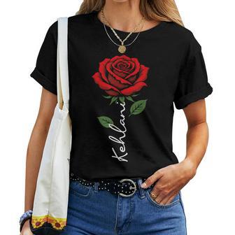 Kehlani Personalized Rose Name Elegant Floral Girls Women T-shirt | Seseable UK