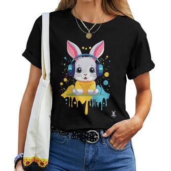 Lapin Dj Humour Musique Electro Techno Cadeau T-shirt femme - Cadeauxyz