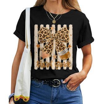 Leopard 3Rd Grade Bow Floral Back To School Teachers Kids Women T-shirt | Seseable UK