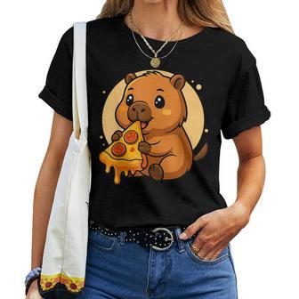 Lustige Capybara Essen Pizza Grafik Jungen Mädchen Capybara T-shirt Frauen - Geschenkecke