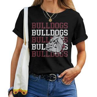 Maroon Bulldogs School Spirit Bulldog Mascot Teacher Bulldog Women T-shirt | Seseable UK