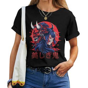 Masque Oni Japonais Belle Demon Girltyle Anime T-shirt femme - Cadeauxyz