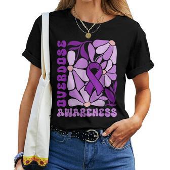 Overdose Awareness Month Ribbon Purple Floral Women Women T-shirt | Seseable UK