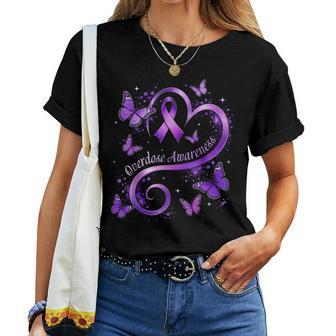 Overdose Awareness Purple Heart Butterfly Support Women Women T-shirt | Seseable UK