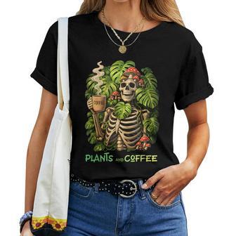 Plantes Caféquelette Monstera Champignon Jardinier Caféine T-shirt femme - Cadeauxyz