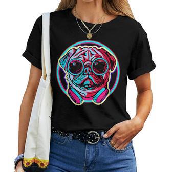 Pugaporwave Hip Hop Dog Cool Puppy Hombres Es Niños Retro Camiseta de mujer - Regaloses