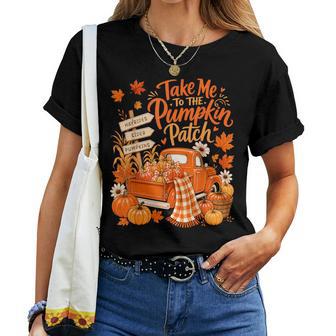 Take Me To The Pumpkin Patch Autumn Fall Vintage Truck Women T-shirt | Seseable UK