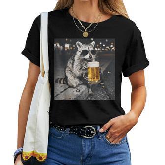 Raccoon Drinking Beer Meme Women Women T-shirt | Seseable UK