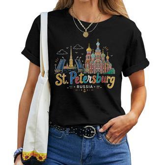 Regalo Deiaje Dean Petersburgo Rusia Dibujado A Mano Cuello Camiseta de mujer - Regaloses