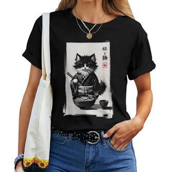 Retro Japanische Kawaii Anime Ramen Männer Kinder Frauen Katze Ramen T-shirt Frauen - Geschenkecke