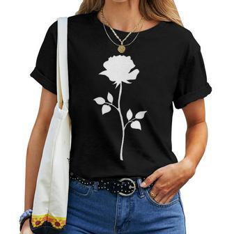 Rosa Rosasilueta Flor Floral Tatuaje Oldschool Camiseta de mujer - Regaloses