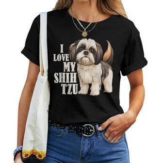 Shih Tzu Mom I Love My Shih Tzu Pet Dog Animal Lover Women T-shirt | Seseable UK