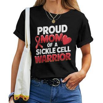 Sickle Cell Warrior Awareness Proud Mom Burgundy Ribbon Women T-shirt | Seseable UK