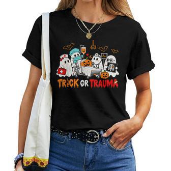 Trick Or Trauma Ghost Nurse Spooky Halloween Women T-shirt | Seseable UK