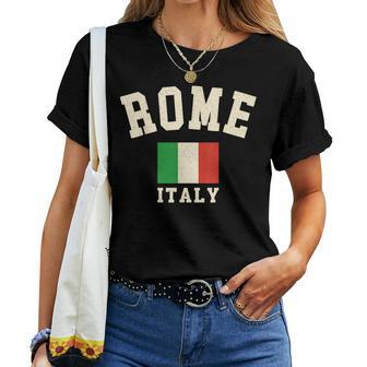 Vintage Roma Italia Bandera Italiana Recuerdo Retro Gráfico Camiseta de mujer - Regaloses