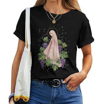 Virgen María Uva Floral Religioso In Mangas Camiseta de mujer - Regaloses