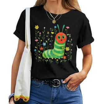 Wildflower Flower Floral Cute Caterpillar Women T-shirt | Seseable UK