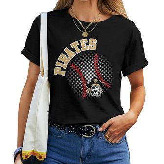Women's Pirates Baseball Mom Game Day Sports Gold Pirate Pride Women T-shirt | Seseable UK
