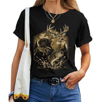 Youth Camo Fishing Bass Fish Dog Hunting Duck Deer Local Boy Women T-shirt | Seseable UK