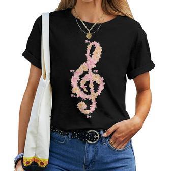 ト音記号 ト音記号 花 ミュージシャンギフト レディースTシャツ - Kawaiitshirt