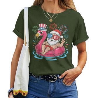 Christmas In July Santa Flamingo Float Summer Xmas Women T-shirt | Seseable UK