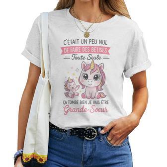 Annonce Grossesse Fille Cadeau Future Grandeœur Licorne T-shirt femme - Cadeauxyz