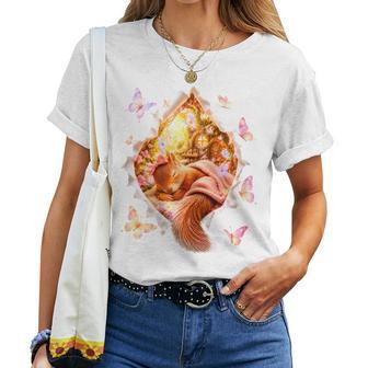 Ardilla Roja Dormida Casita De Hadas Mariposas Para 3D Camiseta de mujer - Regaloses
