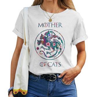 Camisa De Madre De Gatos Con Diseño De Flores Para Amantes De Los Gatos In Mangas Camiseta de mujer - Regaloses