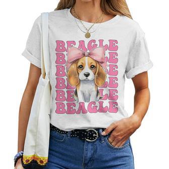 Coquette Bow Beagle Fille Chien Maman Fête Des Mères Rose T-shirt femme - Cadeauxyz