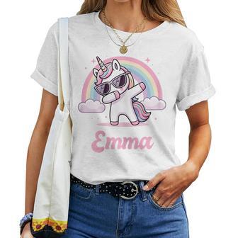 Emma Cadeau Prénom Personnalisé Fille Licorne T-shirt femme - Cadeauxyz