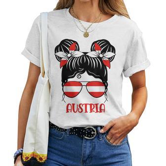 Fille Autrichienne Cheveux Désordonnés Patriotique Autrichien Fierté Enfant T-shirt femme - Cadeauxyz