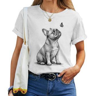 French Bulldog Dog With Butterfly Graphic Kids Women T-shirt | Seseable UK