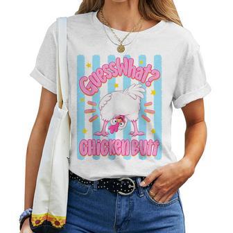 Guess What Chicken Butt Cute Stripes Chicken Meme Women Women T-shirt | Seseable UK