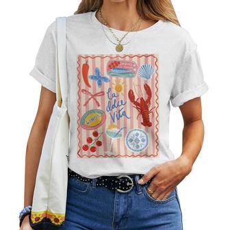 Italianummer Limoncello Fruits De Mer Retro Coastalibes S T-shirt femme - Cadeauxyz