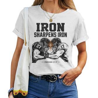 Men's Christian Football Religious Iron Sharpens Iron Faith Women T-shirt | Seseable UK