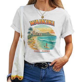 Paysage De Plage Waikiki Oahu Hawaï T-shirt femme - Cadeauxyz