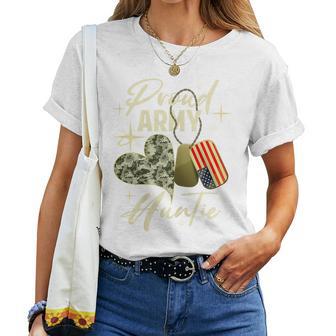 Proud Army Auntie Camouflage Mother's Day Dog Tag Us Flag For Women Women T-shirt | Seseable UK