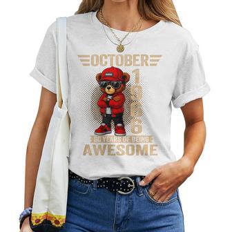 オンバック 10月60日 誕生日 男性 女性 1966年 テディベア レディースTシャツ - Kawaiitshirt