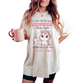 Annonce Grossesse Fille Cadeau Future Grandeœur Licorne T-shirt oversize confortable pour femme - Cadeauxyz